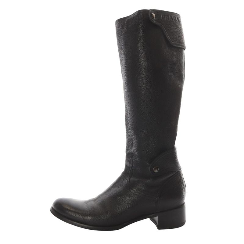 PRADA（プラダ） ロングブーツ エンジニアブーツ レザー 37 24cm 黒