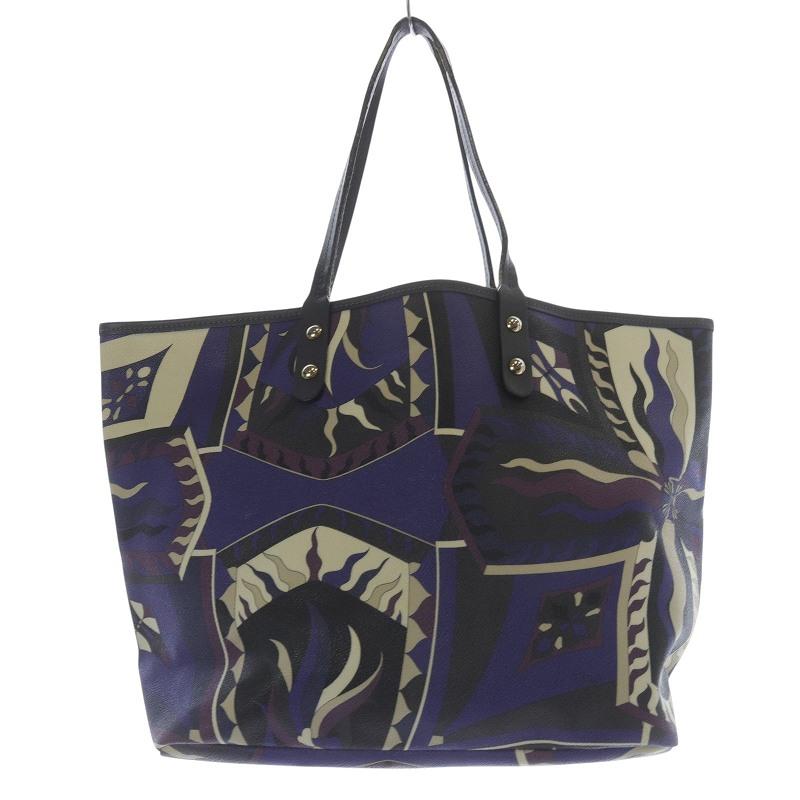 エミリオプッチ EMILIO PUCCI 総柄 トートバッグ ハンドバッグ 青 