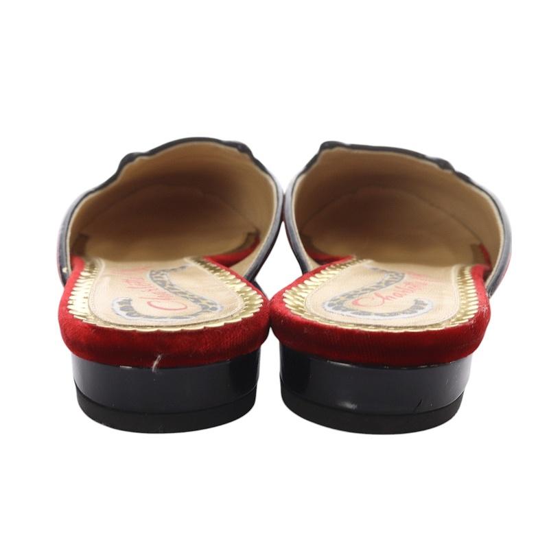 【中古】シャーロットオリンピア CHARLOTTE OLYMPIA  ベロアミュール サンダル 35 22cm 赤 レッド /SR6 レディース シャーロットオリンピア CHARLOTTE OLYMPIA ベロアミュール サンダル