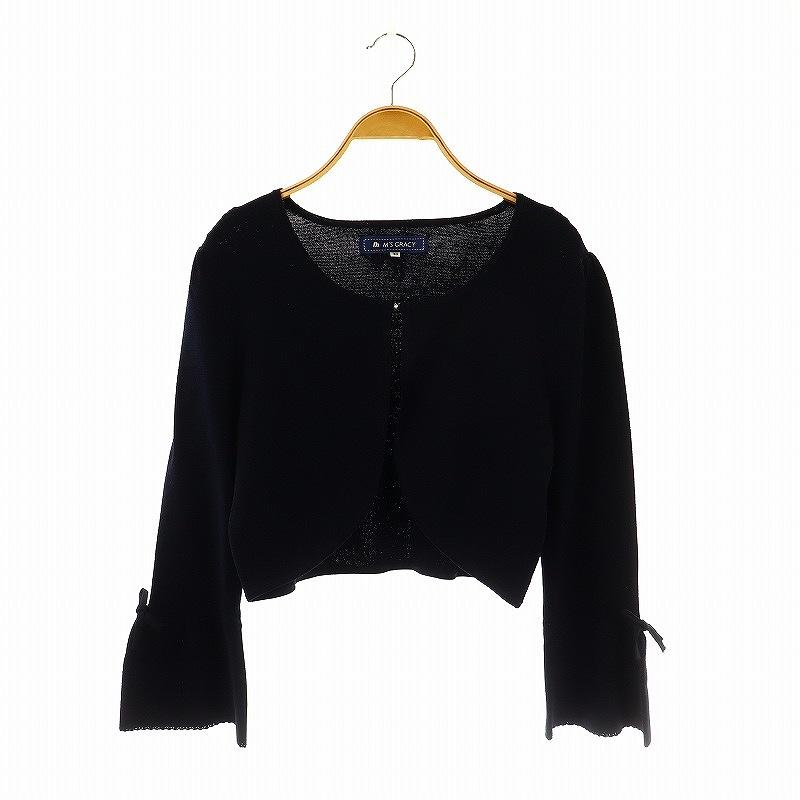 さち♡M'S GRACY♡袖リボン♡ボレロ♡カーディガン♡ブラック エムズグレイシー M'S GRACY 袖リボン ボレロ カーディガン 40
