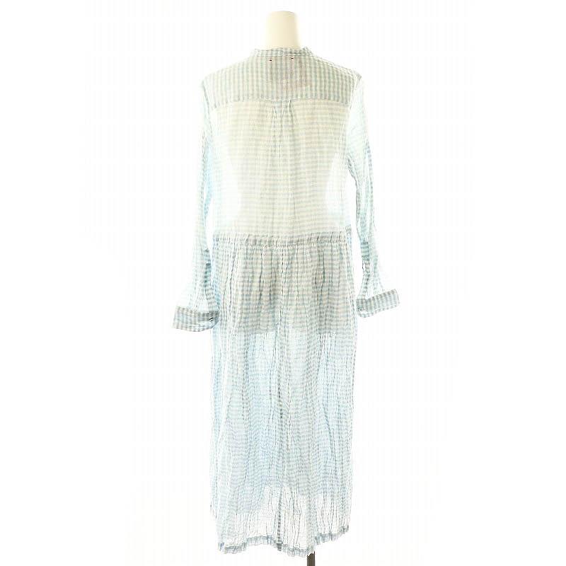 【中古】オールドマンズテーラー スチールリネンギンガムチェックフロントオープンドレス ワンピース 長袖 M オールドマンズテーラー R&D.M.Co スチールリネンギンガムチェック
