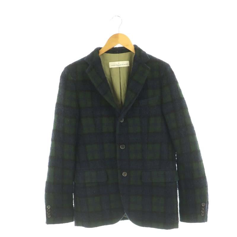【中古】ゴールデングース GOLDEN  チェック柄3Bテーラードジャケット シングル XXS 紺 緑 /HK ■OS メンズ ゴールデングース GOLDEN GOOSE チェック柄3Bテーラードジャケット