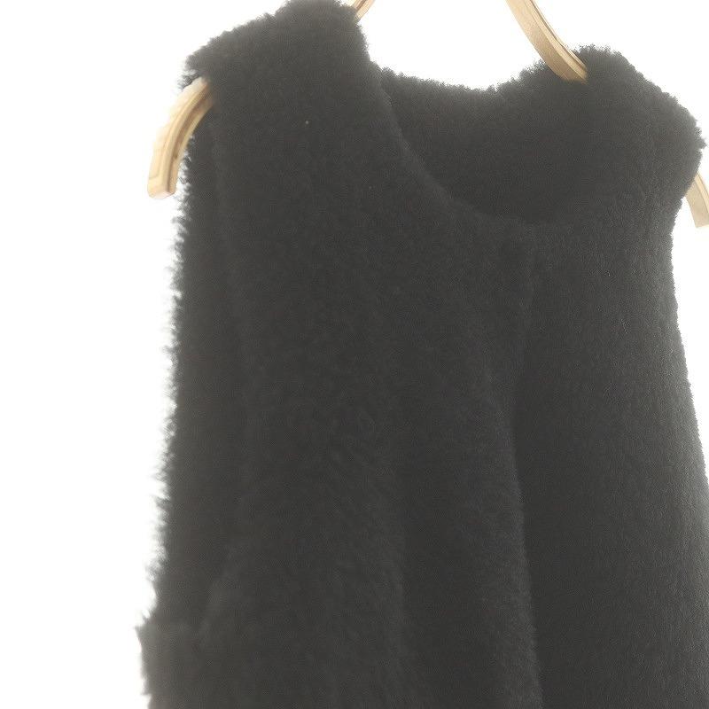 カールドノヒュー KARL DONOGHUE ムートンファーベスト 前開き XS 黒