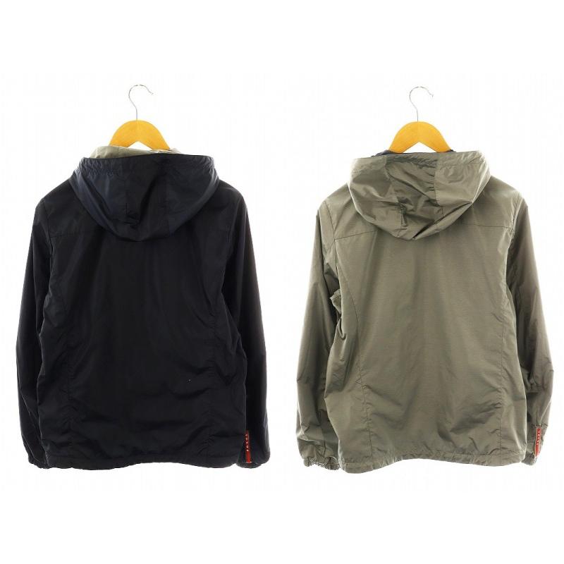 プラダ　リバーシブル　44サイズ　ナイロン　ジップパーカー　千鳥柄 プラダ リバーシブル 44サイズ ナイロン ジップパーカー 千鳥柄