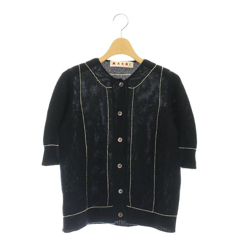 MARNI - マルニ MARNI カシミヤショートスリーブカーディガン 42 黒 /HK MARNI マルニ カシミヤショートスリーブカーディガン 42 黒 /HK