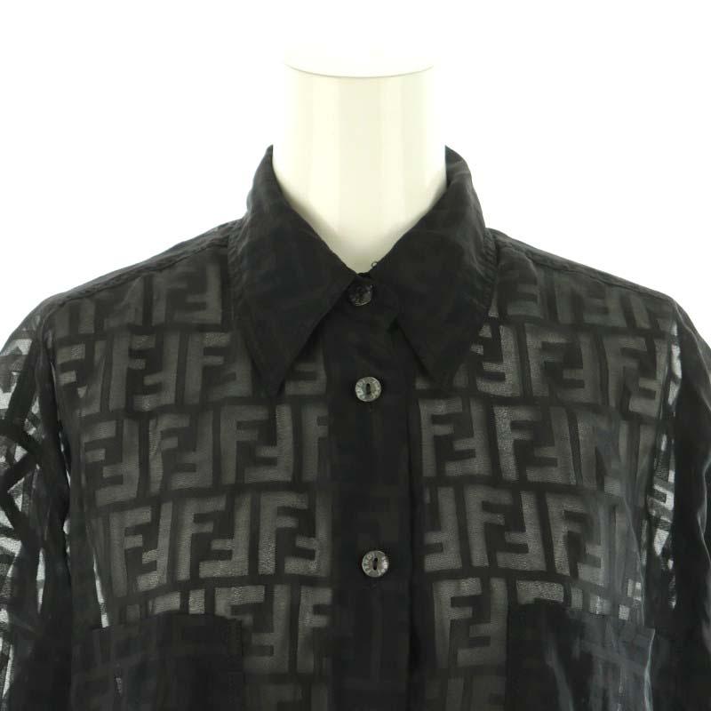 FENDI フェンディ シアーブラウス ロングスリーブ ズッカ柄 I38
