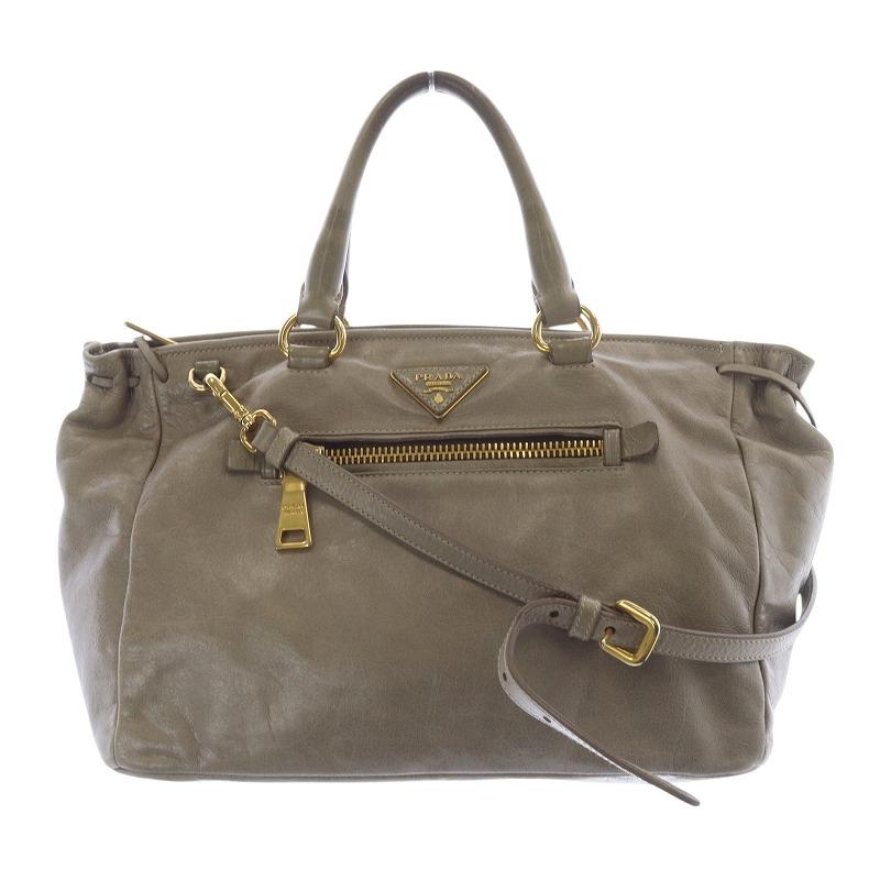 PRADA プラダ レザー 三角プレート 2WAY ハンドバッグ ショルダー 