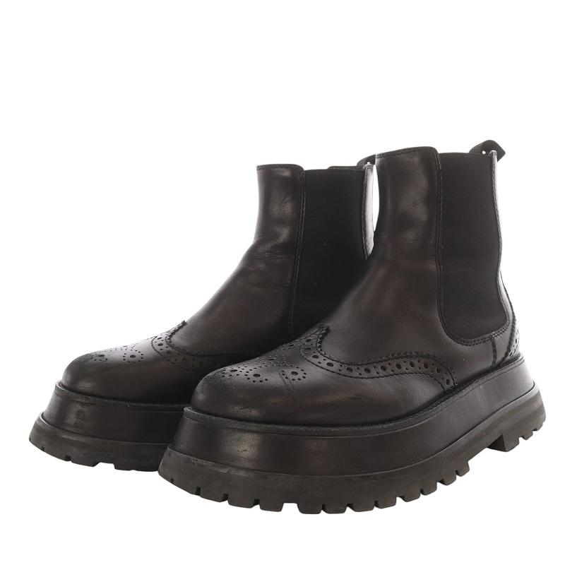 Burberry 美品　ブラック サイドゴアブーツ 39 BURBERRY BLACK LABEL(バーバリーブラックレーベル) Wingtip chukka