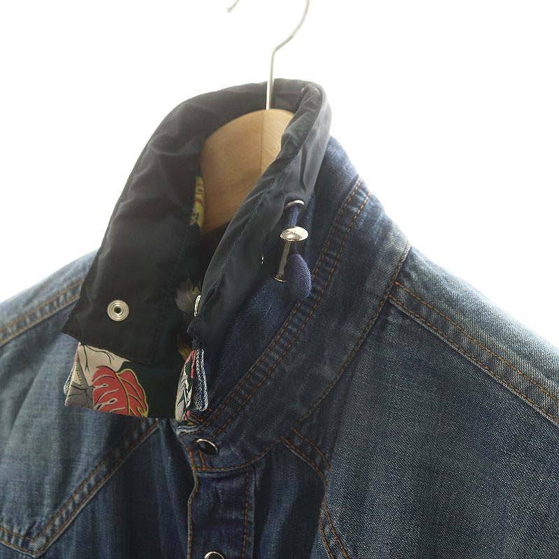 サカイ sacai × サンサーフ SUNSURF デニムドッキングシャツ 半袖 1  