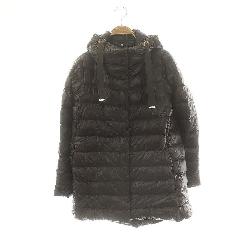 ヘルノ HERNO ベロア切替ダウンジャケット アウター 38 ダークブラウン