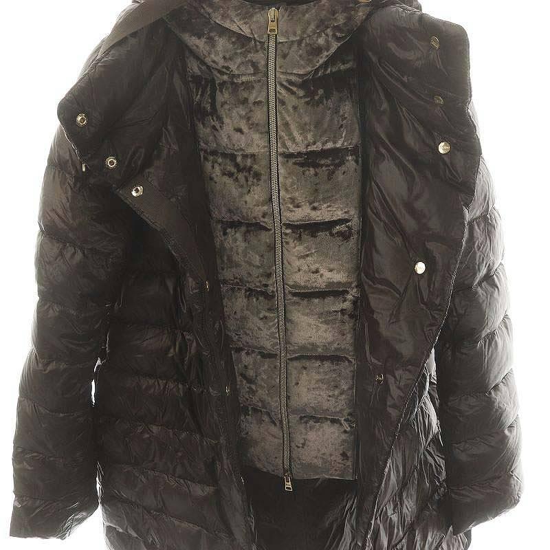 ヘルノ HERNO ベロア切替ダウンジャケット アウター 38 ダークブラウン