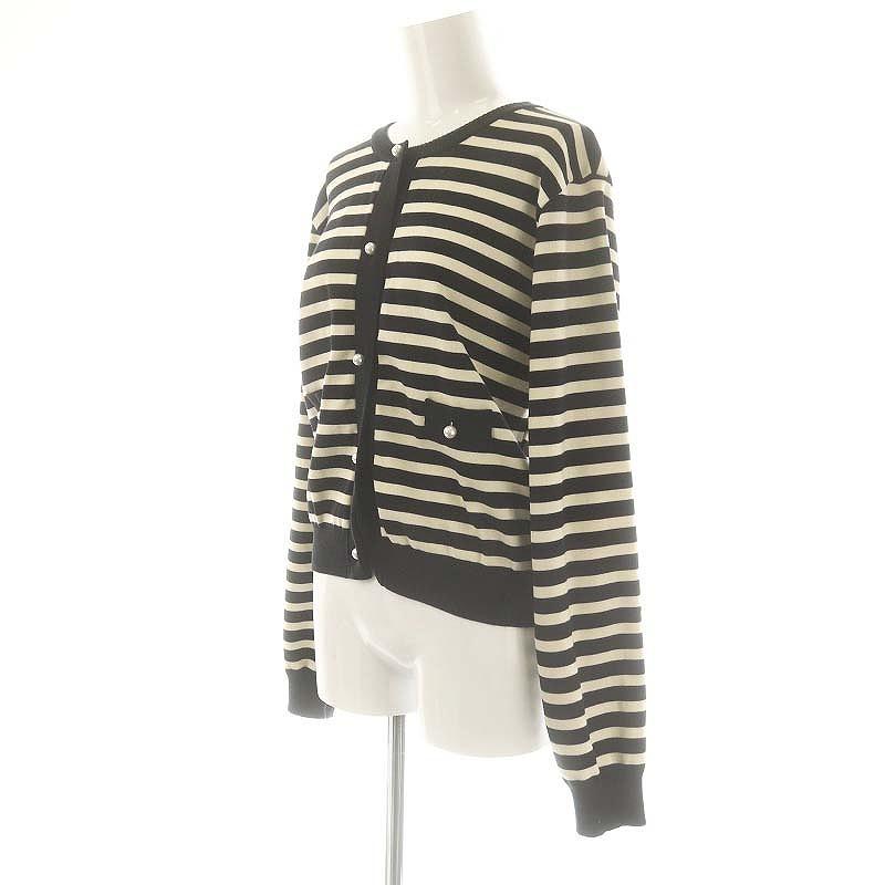 IENA - イエナ 23AW パールボタンカーディガン ボーダー ブラック イエナ IENA 23AW パールボタンカーディガン ボーダー ブラック