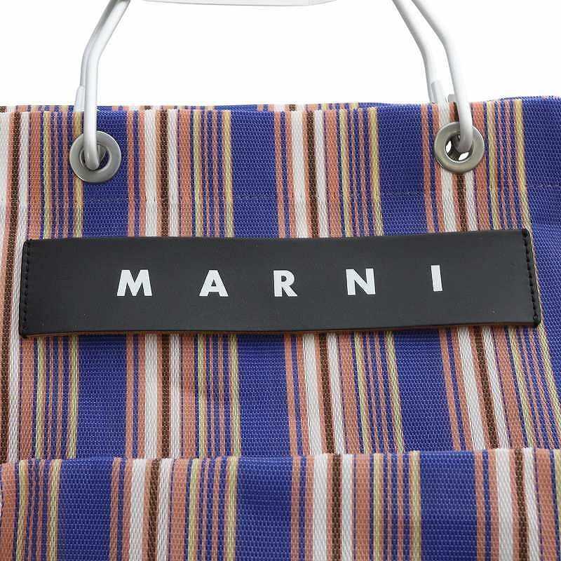 MARNI 未使用品 マルニ フラワーカフェ ストライプ メッシュトート  