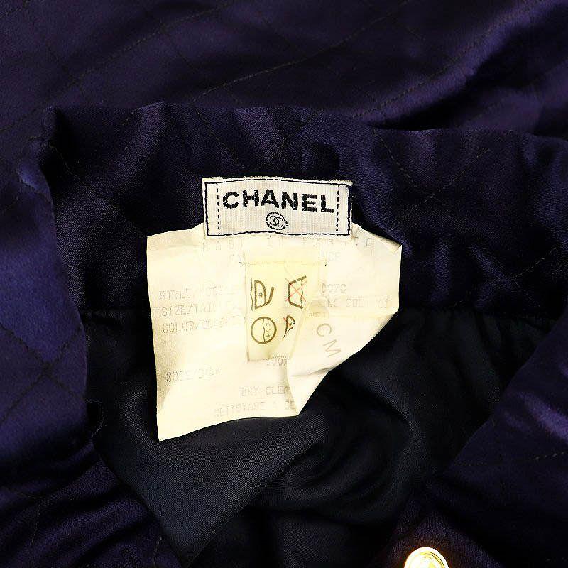 【中古】シャネル CHANEL シルク キルティング ラップスカート 台形 34 紺 /MI ■OS レディース CHANEL（シャネル） シルク キルティング ラップスカート 台形 34 紺