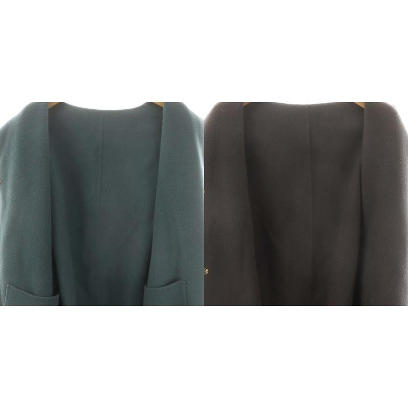 ウールカシミヤバイカラーリバーコート　フレイアイディー　ブルー　チャコールグレー フレイアイディー カシミヤ混 バイカラーリバーコート ノーカラー