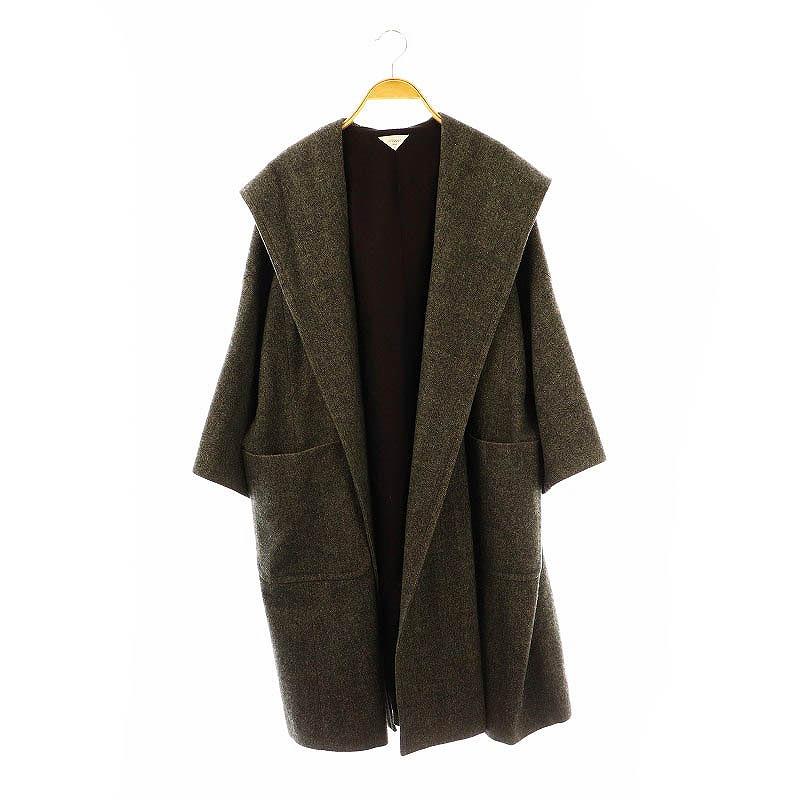 【中古】ミマ Mima ELIZABETH ウール コート フード グレー /MI ■OS レディース ミマ Mima ELIZABETH ウール コート フード グレー /MI □OS