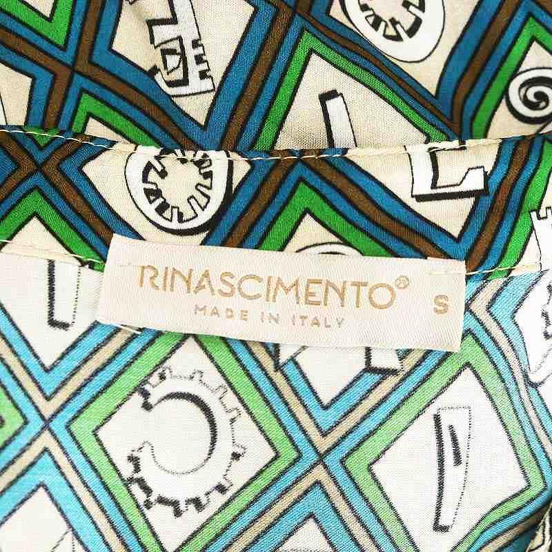 リナシメント RINASCIMENTO 総柄 ボウタイ ワンピース ミニ 長袖