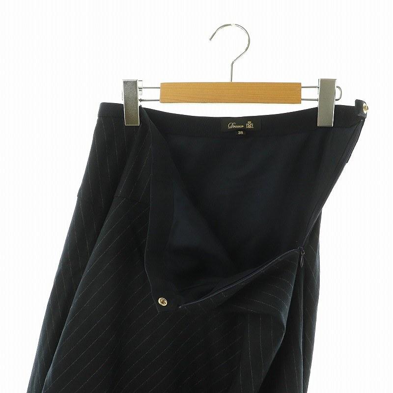 ドゥロワー Drawer サキソニーストライプフレアスカート ロング