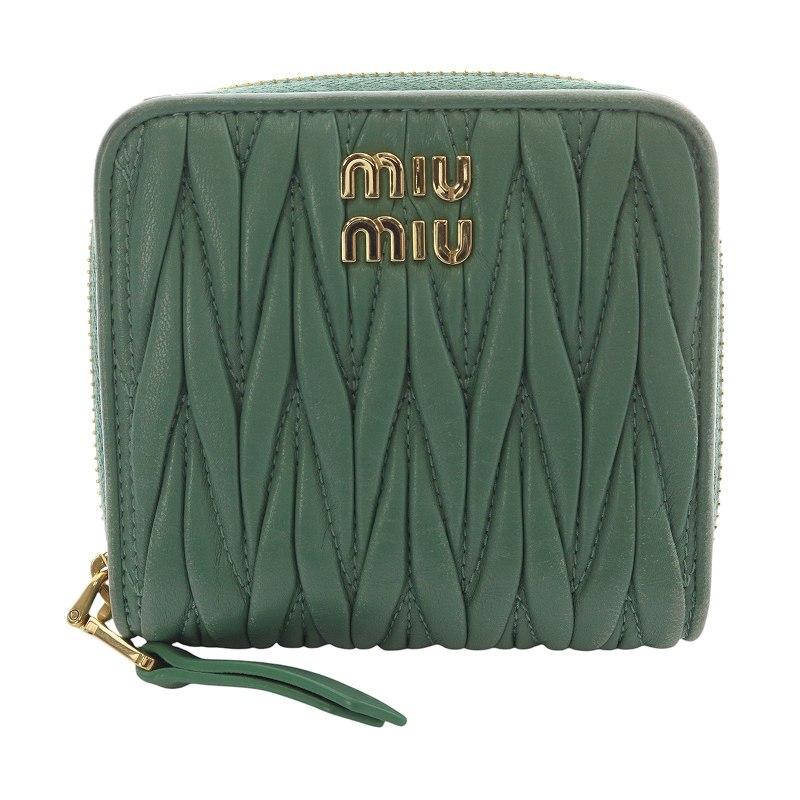 miu ミュウミュウ miumiu マテラッセレザー 二つ折り財布 ロゴ miu ミュウミュウ miumiu マテラッセレザー 二つ折り財布 ロゴ