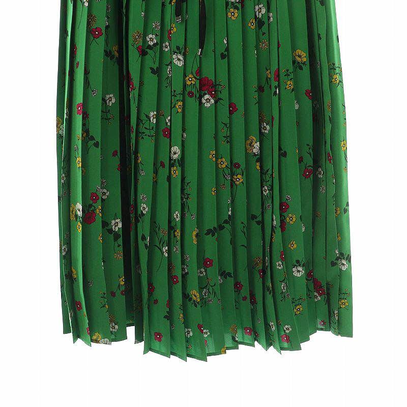 シートーキョー SHE Tokyo フラワープリントプリーツスカート 36 緑  