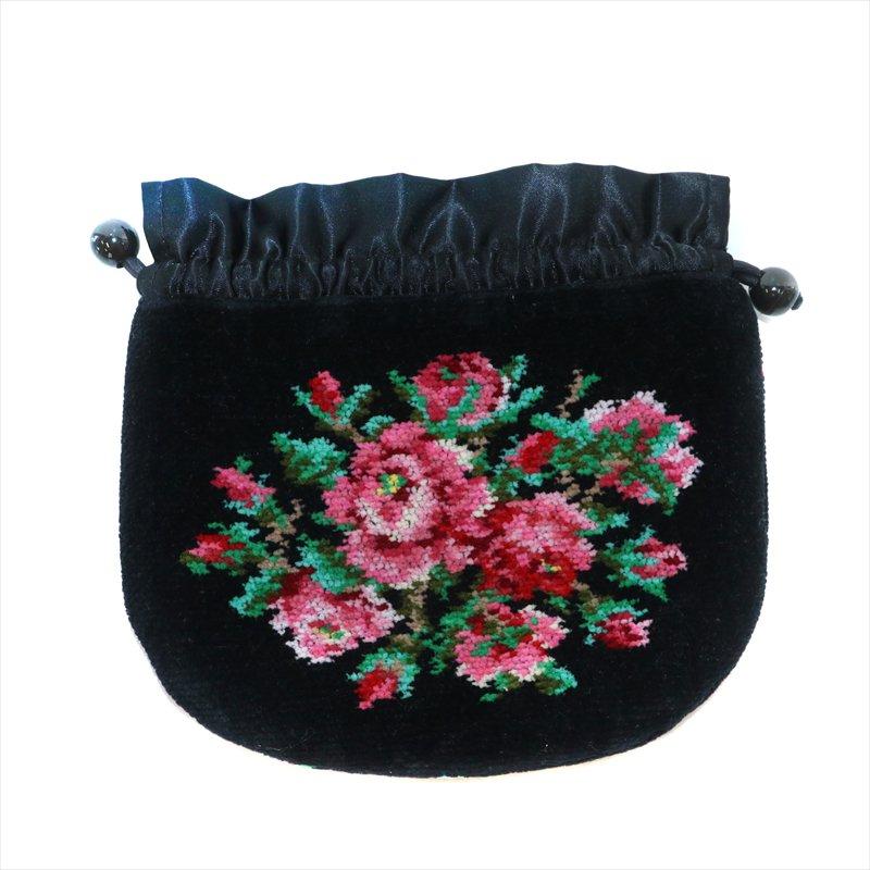 フェイラー FEILER リアローズ 巾着 ポーチ 2個セット 花柄 黒