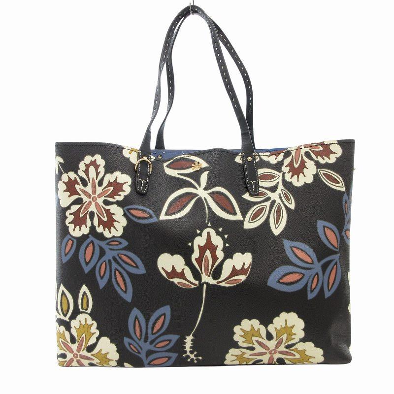 TORY BURCH トリーバーチ トートバッグ 手提げ PVC 総柄 黒 ブラック 