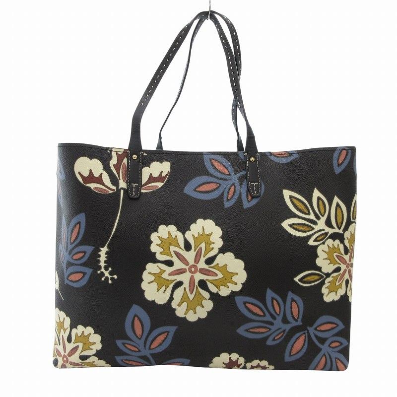 TORY BURCH トリーバーチ トートバッグ 手提げ PVC 総柄 黒 ブラック 