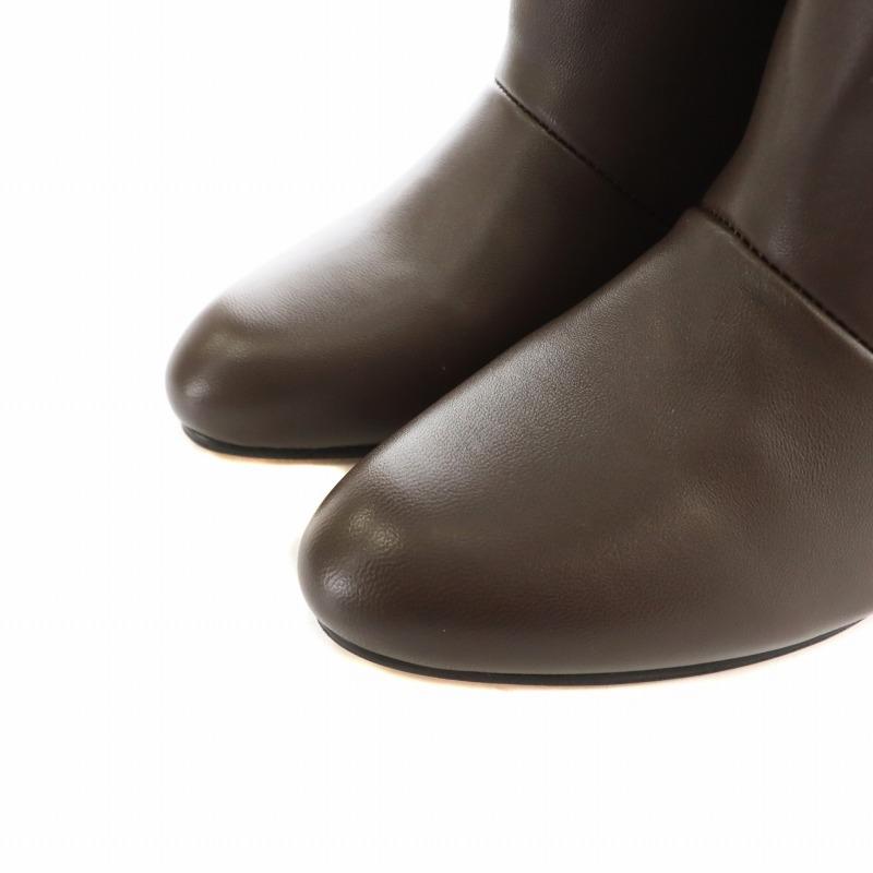 ★美品★ REMME レザーロングブーツ ブラウン38（24.0相当） 未使用品 レメ REMME ロングブーツ ハイヒール レザー 38 24cm 茶色