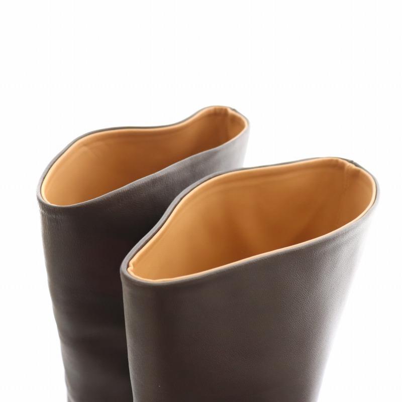 未使用品 レメ REMME ロングブーツ ハイヒール レザー 38 24cm 茶色
