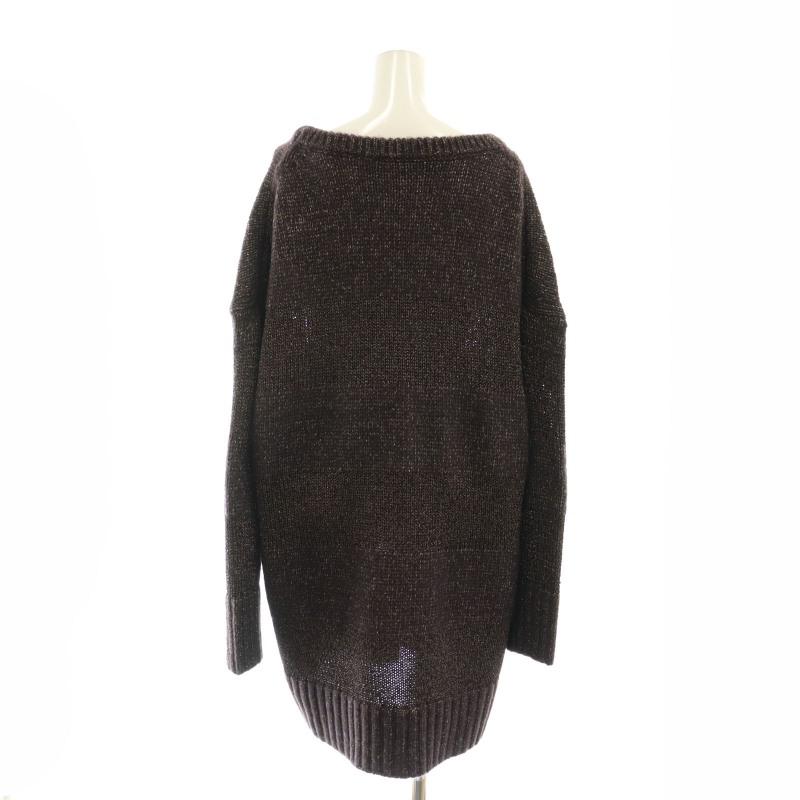 美品 24AW GRACE Class グレースクラス ラメボーダーニットトップ チュニック カットソー 0224443005 サイズ36 グレー レディース 古着 中古 USED グレースクラス GRACE Class 24AW ラメボーダーニットトップ セーター