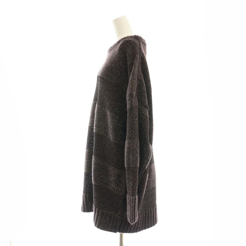 美品 24AW GRACE Class グレースクラス ラメボーダーニットトップ チュニック カットソー 0224443005 サイズ36 グレー レディース 古着 中古 USED グレースクラス GRACE Class 24AW ラメボーダーニットトップ セーター