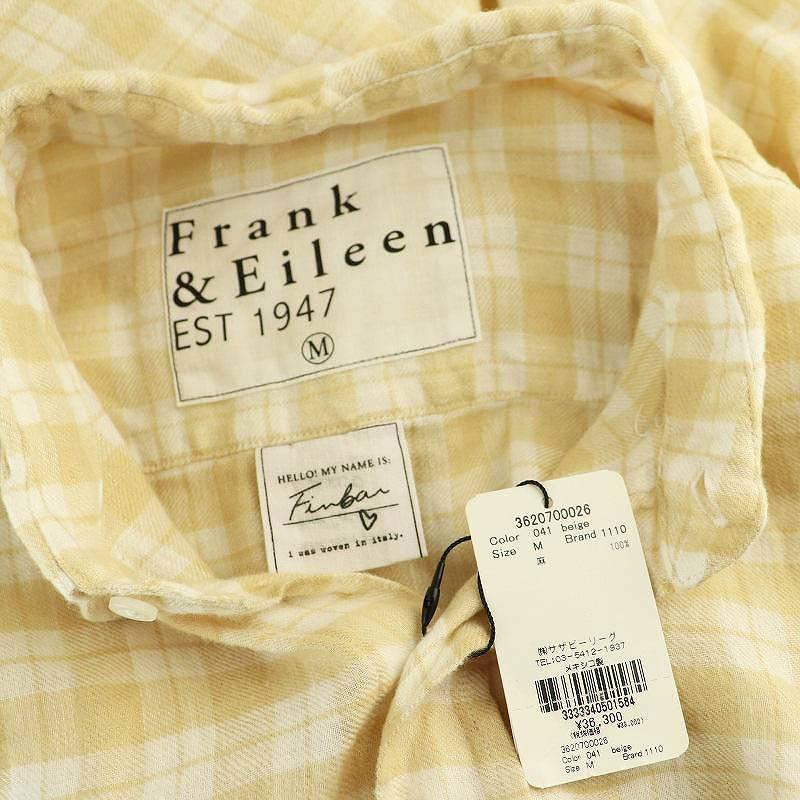 【中古】未使用品 フランク&アイリーン チェック柄長袖シャツ リネン M ベージュ オフホワイト /DO ■OS Frank&Eileen 未使用 チェックシャツ 未使用品 フランク&アイリーン