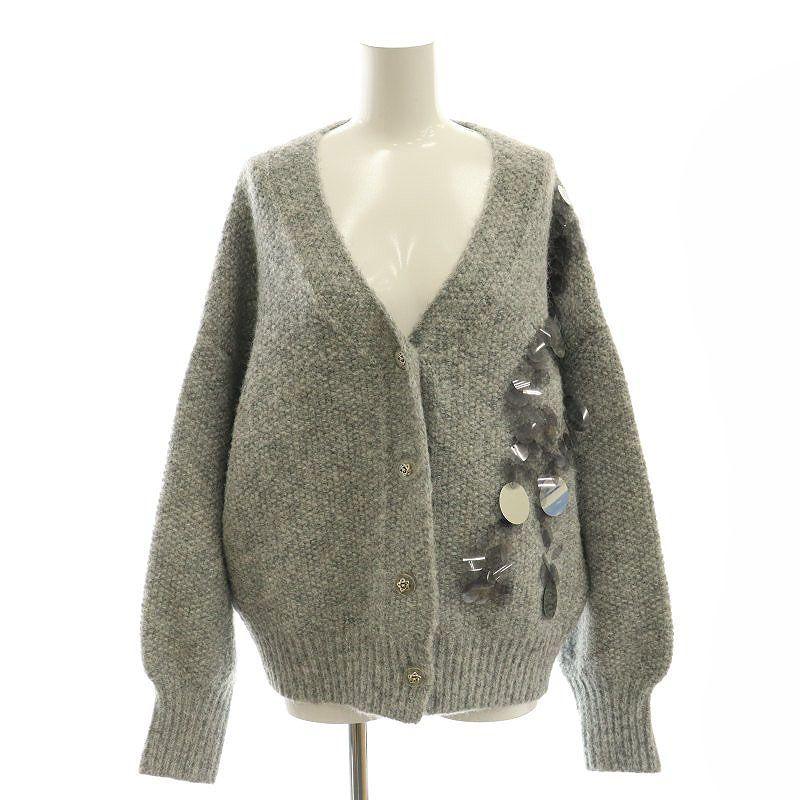 other - ミカーレミカーレ 24AW スパンコールニットカーディガン Vネック グレー ミカーレミカーレ MICALLE 24AW スパンコールニットカーディガン
