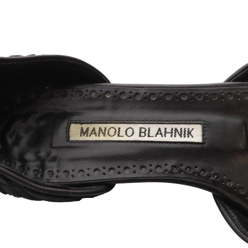 35 マノロブラニク メイセール ストラップ サンダル パンプス 黒 22