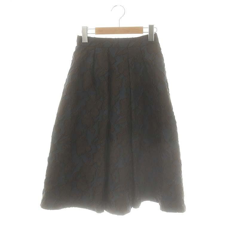 アナイ ANAYI フラワージャガードタックフレアスカート ロング 34  