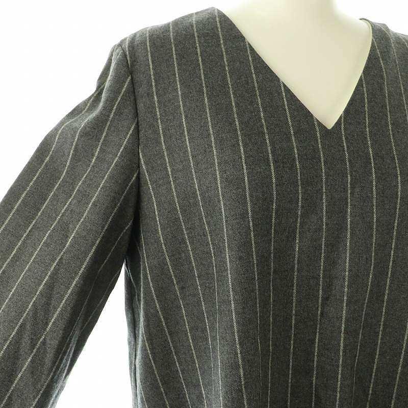 アドーア ADORE ウールストライプアシメトリーヘムワンピース ひざ丈  