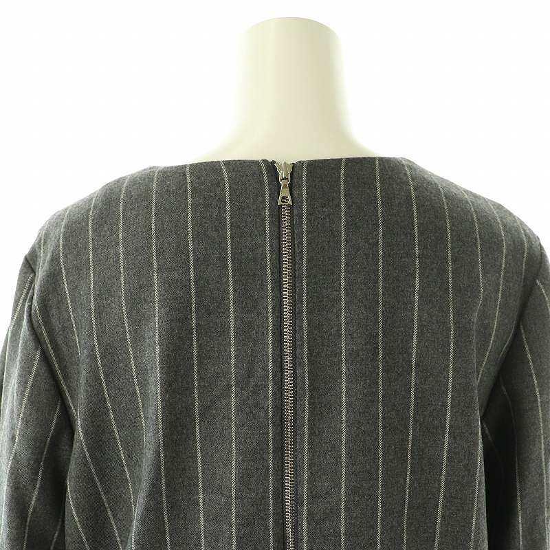 アドーア ADORE ウールストライプアシメトリーヘムワンピース ひざ丈  