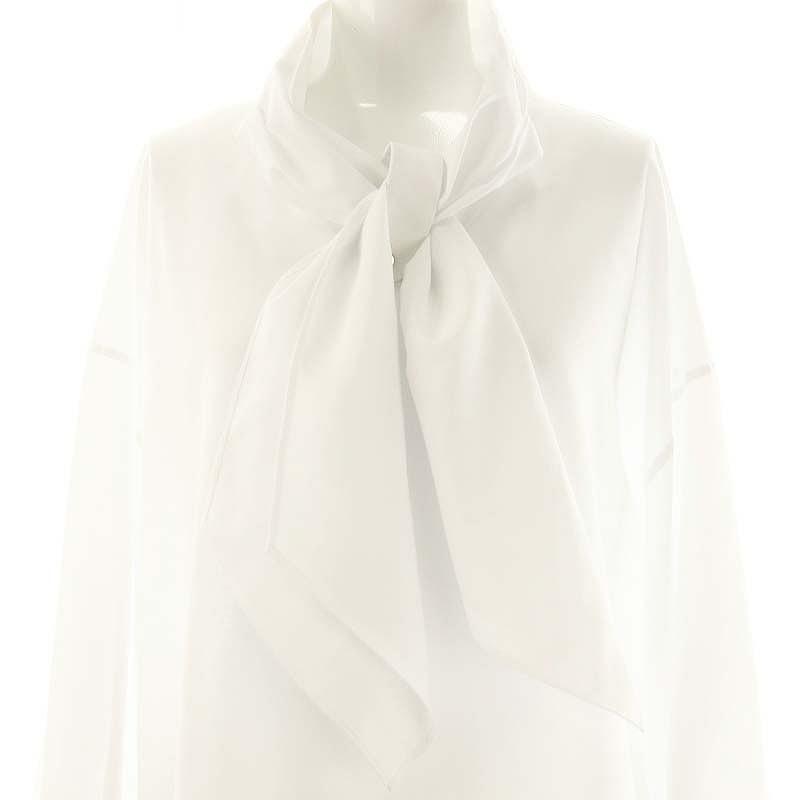 【中古】ザ リラクス THE RERACS スカーフカラープルオーバーシャツワンピース ロング 長袖 36 ホワイト レディース ザ リラクス THE RERACS スカーフカラープルオーバーシャツワンピース