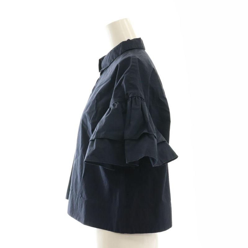 ANAYI - アナイ 22SS タイプライターラッフルブラウス シャツ 38 紺 ■OS アナイ ANAYI 22SS タイプライターラッフルブラウス シャツ 38