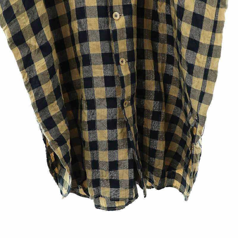 【中古】フォーティーファイブアールピーエム インドリネンツイルのビッグ8ドレスワンピース ベージュ 紺 レディース フォーティーファイブアールピーエム 45R 45rpm インドリネンツイルの