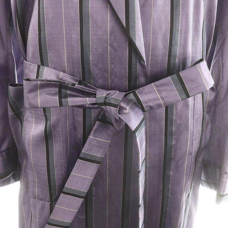 ケイタマルヤマ KEITA MARUYAMA 刺繍入り ストライプ シルク ガウン  