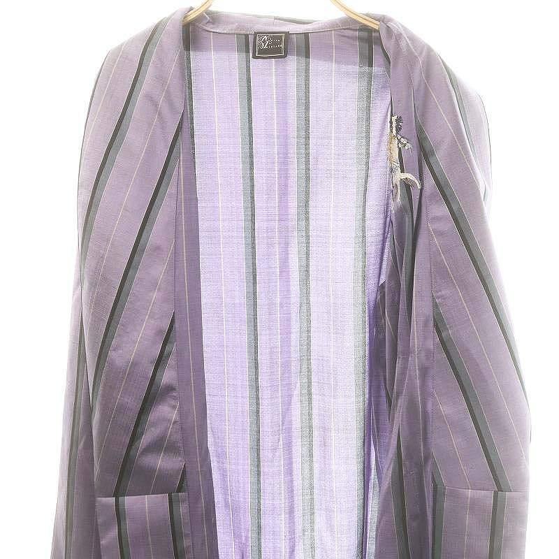 ケイタマルヤマ KEITA MARUYAMA 刺繍入り ストライプ シルク ガウン  