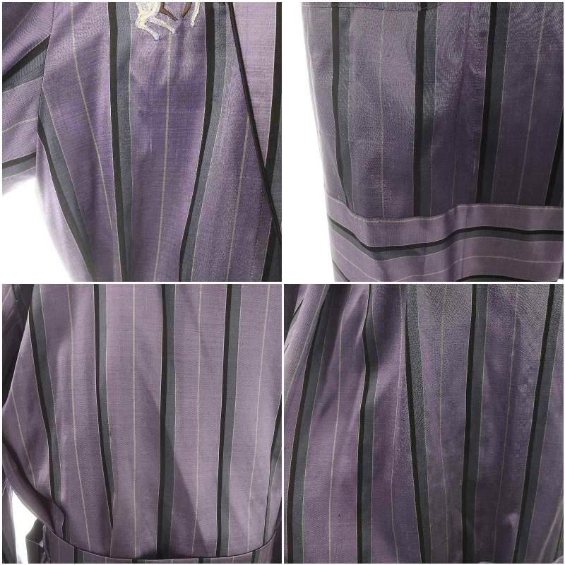 ケイタマルヤマ KEITA MARUYAMA 刺繍入り ストライプ シルク ガウン  