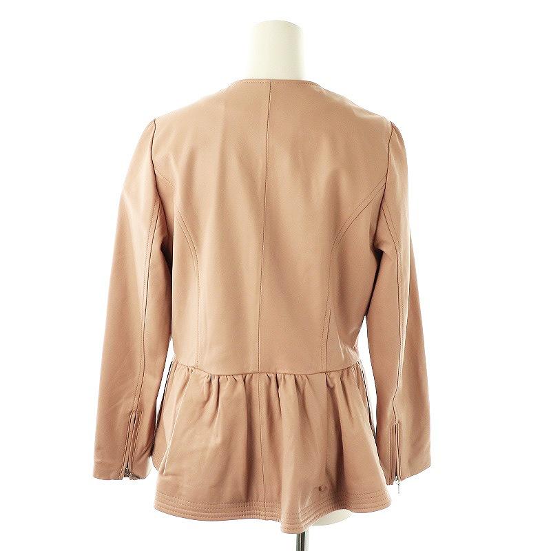 美品/現行モデル コーチ ラムレザージャケット ピンクベージュ クロップド L 美品/現行モデル コーチ ラムレザージャケット ピンクベージュ