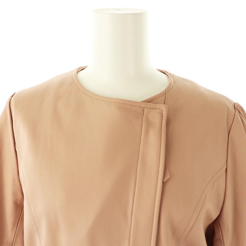美品/現行モデル コーチ ラムレザージャケット ピンクベージュ クロップド L 美品/現行モデル コーチ ラムレザージャケット ピンクベージュ