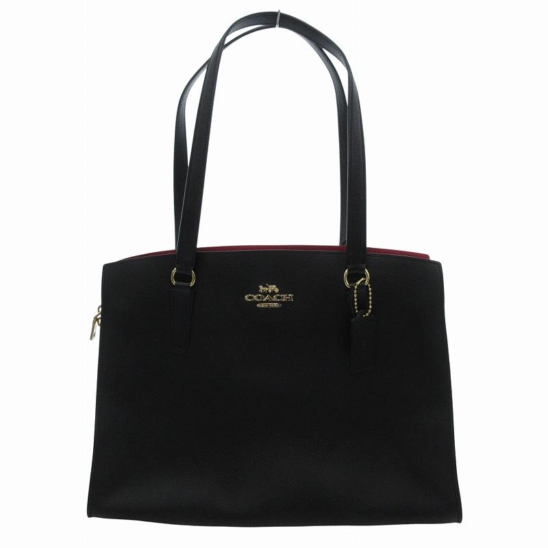 COACH コーチ トートバッグ レザー ロゴ 黒 ブラック C4077 /JS 