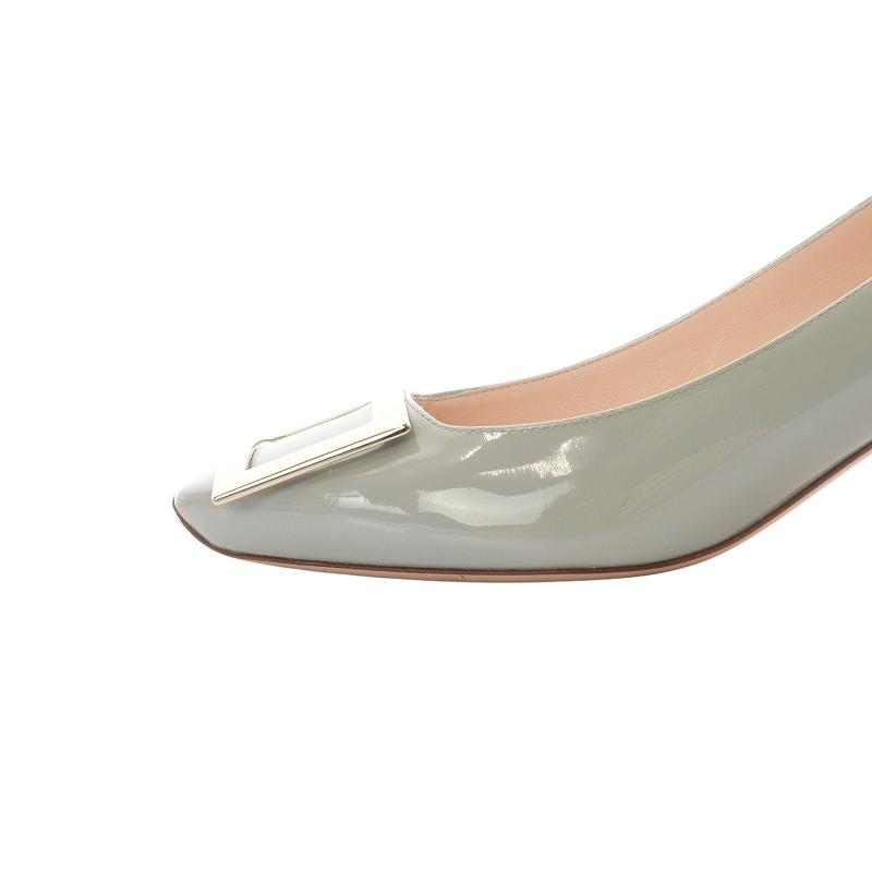 ロジェヴィヴィエ】トランペットパンプスベージュ系スクエアトゥ39