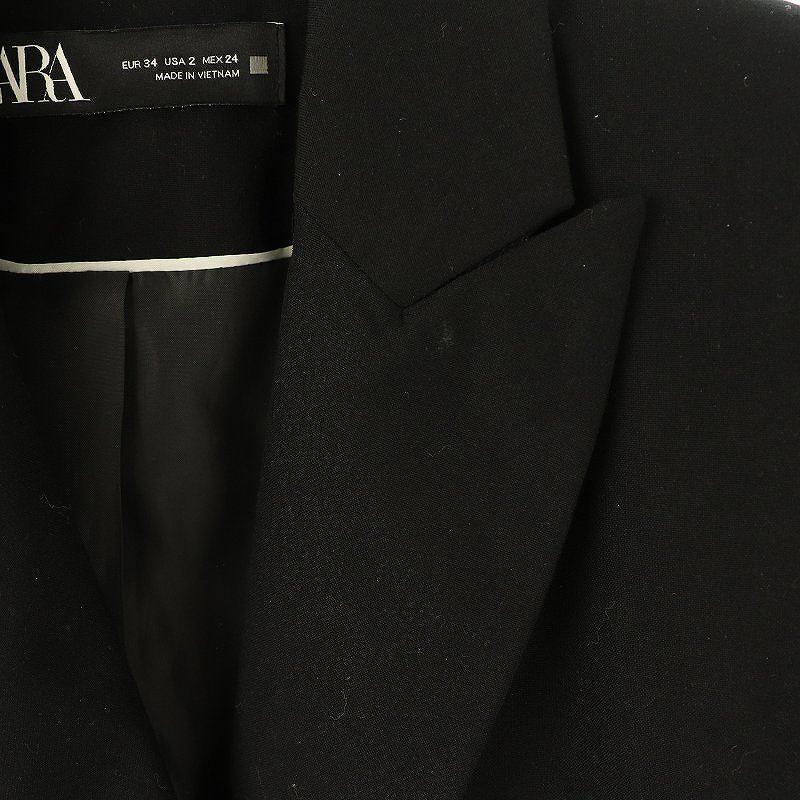 【即購入可】 ペーパーカッティング ジャケット ブラック 2サイズ 完売品 ZARA ザラ テーラードジャケット シングル EUR34 ブラック /DF □OS