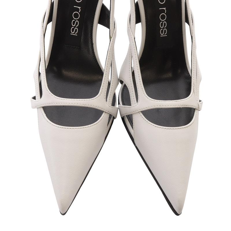 【中古】セルジオロッシ カットアウトヒール パンプス ポインテッドトゥ レザー ピンヒール 36.5 白 /SR26 レディース セルジオロッシ Sergio rossi カットアウトヒール パンプス ポイン