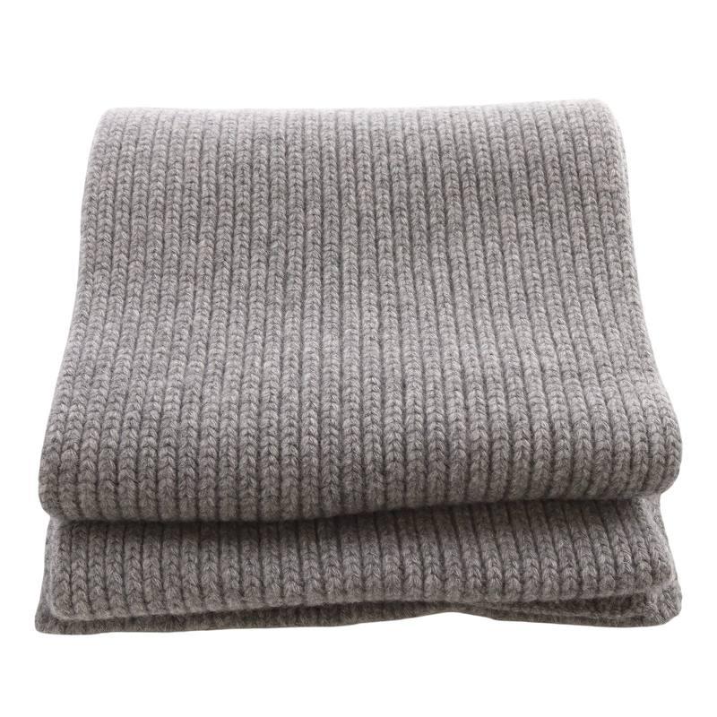 miu miu（ミュウミュウ） ロゴ マフラー カシミヤ混ウール グレー